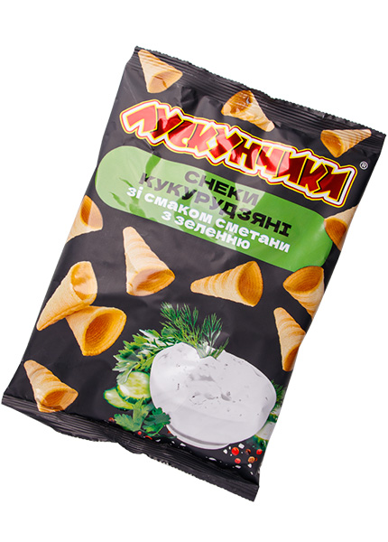 Снеки кукурудзяні Лускунчики зі смаком сметана та зелень, 130г