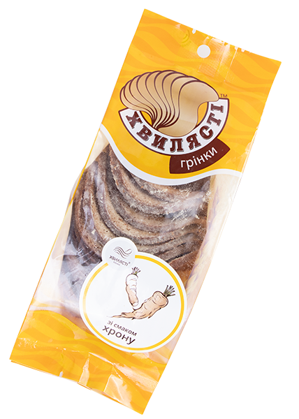 Сухарі житньо-пшеничні «Хвилясті» зі смаком хрону, 75г