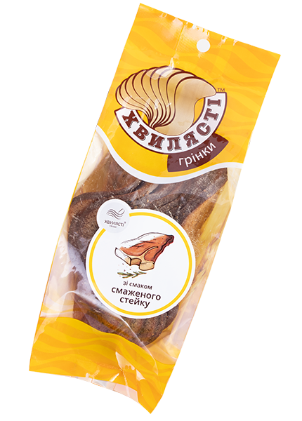 Сухарі житньо-пшеничні «Хвилясті» зі смаком смаженого стейку, 75г