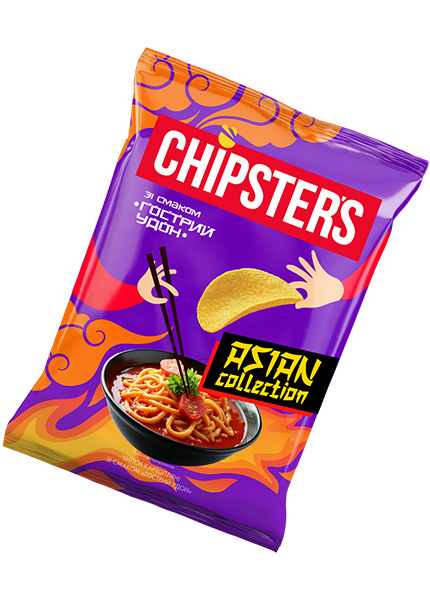 Чипси картопляні «Chipsters» зі смаком гострий удон, 100г