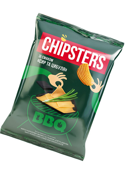 Чипси картопляні «Chipsters» зі смаком сир та цибуля, 95г