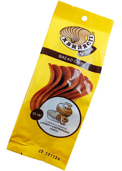 Сухарі житньо-пшеничні «Хвилясті» зі смаком гриби у сметанному соусі, 75г