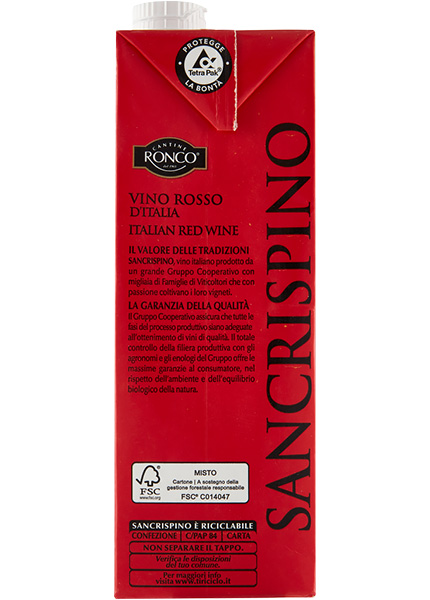 Вино Cantine Ronco Sancrispino Rosso d'Italia 1л
