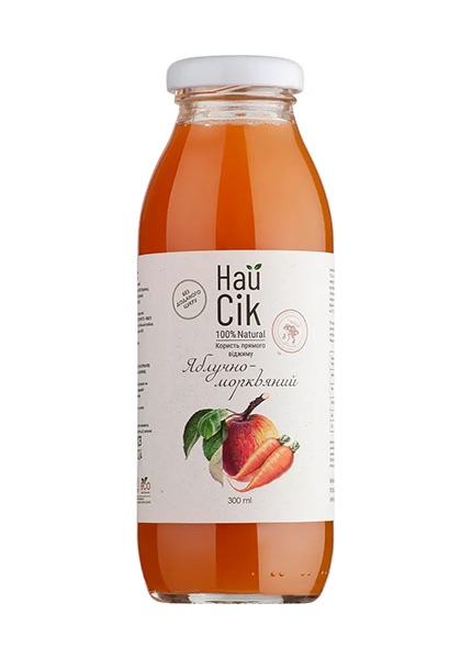 Сок «Найсік» яблочно-морковный неосветленный пастеризованный 0.3л