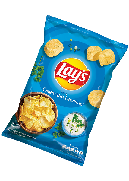 Чипси «Lays» зі смаком сметани з зеленню, 120г