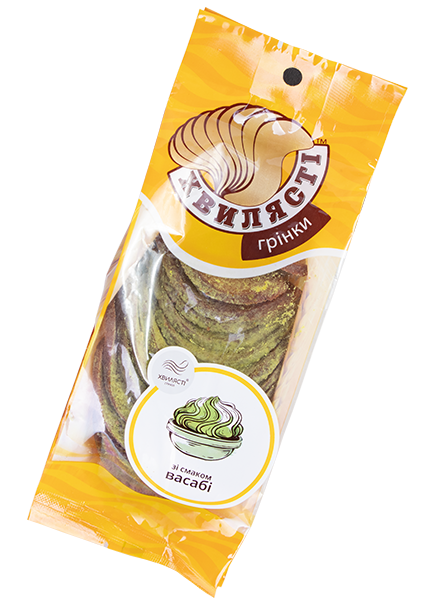 Сухарі житньо-пшеничні «Хвилясті» зі смаком васабі, 75г