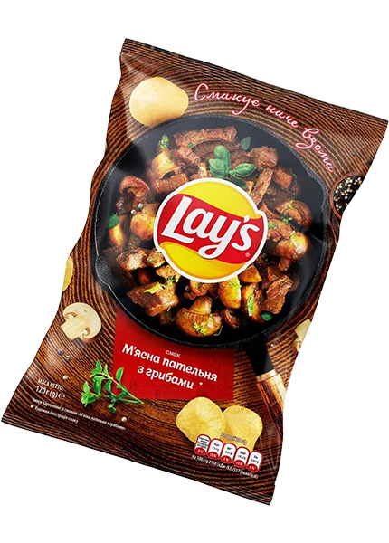 Чипси Lays зі смаком м'ясна пательня з грибами, 120г