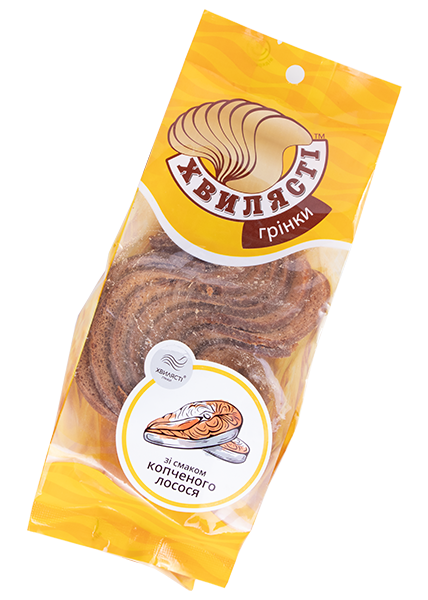 Сухари ржано-пшеничные «Хвилясті» со вкусом копченого лосося, 75г