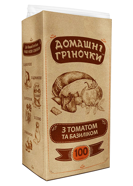 Грінки «Домашні» з томатом та базиліком, 100 г