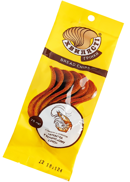 Сухарі житньо-пшеничні «Хвилясті» зі смаком креветки у вершковому соусі, 75г