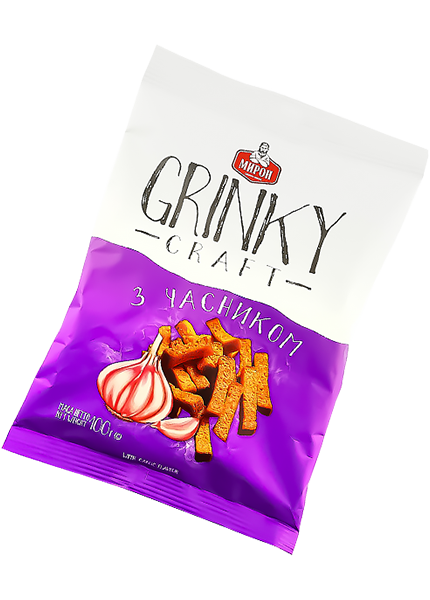 Гренки Мирон Grinky Craft с чесноком, 100г