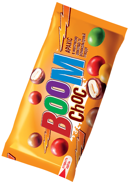 Драже «Boom Choc» арахіс в шоколаді та кольоровій глазурі, 50г