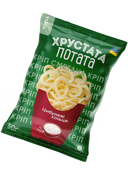 Снеки «Хрустата Потата» зі смаком кріп та сметана, 50г