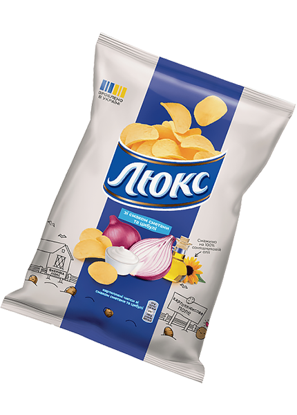 Чипси «Люкс» зі смаком сметани та цибулі, 125г