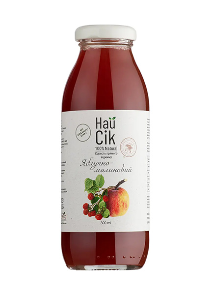 Сік «Найсік» яблучно-малиновий неосвітлений пастеризований 0.3л