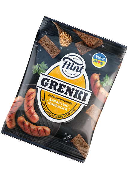 Грінки житні «Flint» зі смаком баварські ковбаски, 100г