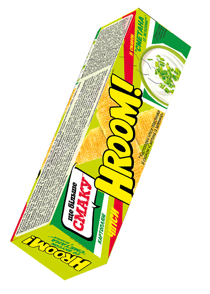 Чипси «Hroom» зі смаком сметани та зелені, 50г