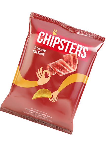 Чипси картопляні «Chipsters» зі смаком бекону, 100г