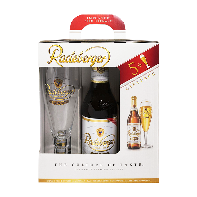 Набір пива Radeberger Pilsner 0.33л х 5шт + келих 0.2л