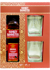 Подарочный набор виски Hankey Bannister 0.7л + 2 стакана