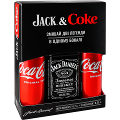 Подарочный набор виски Jack Daniel's Old No.7 0.7л + Coca-Cola 0.33л x 2шт
