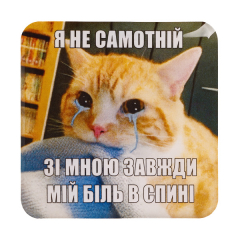 Стикер-наклейка «Я не самотній, зі мною завжди мій біль в спині»